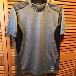 Nike Pro Combat Grey & Black Fitted Tee Shirt